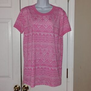 LuLaRoe Liv Shirt Pink and White Patterned  Sz L